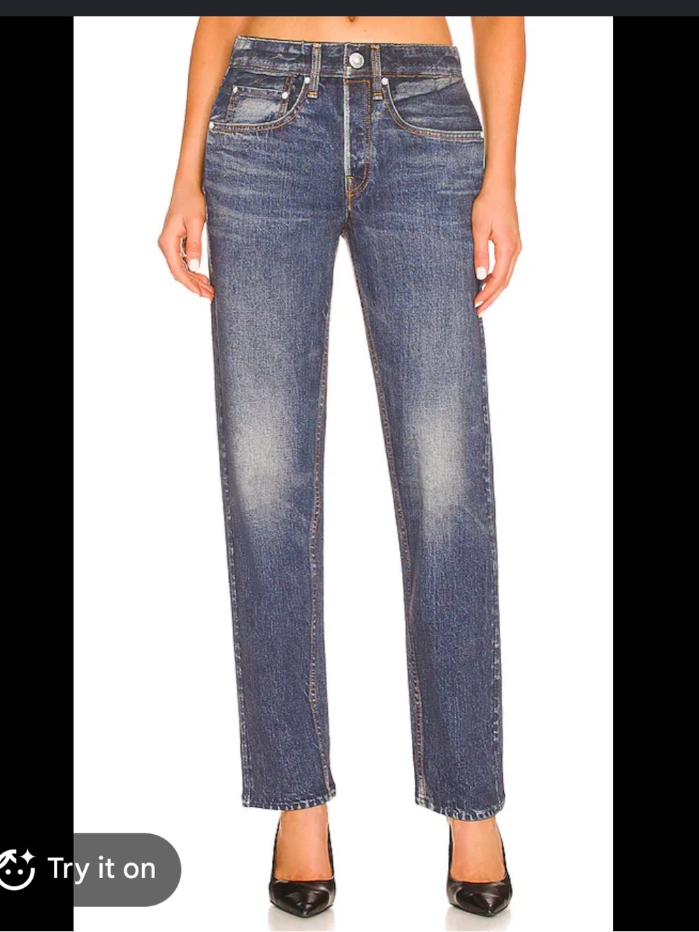 rag & bone Straight-Leg Jeans in Medium Blue Wash extra small